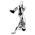 Black and white illustration of hip hop dancing boy Royalty Free Stock Photo