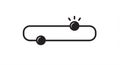 Black and white illustration of a horizontal oval slider with two circular knobs. The left Royalty Free Stock Photo