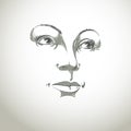Black and white illustration of lady face, delicate visage