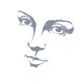 Black and white illustration of lady face, delicate visage