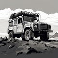 Land Rover Full Hd Vector Illustration In Black And White
