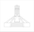 Black and white illustration of Liverpool Metropolitan Cathedral