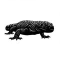 Black and white illustration of a lizard, featuring a textured, dotted pattern on its back. Royalty Free Stock Photo