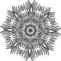 Black and white illustration of a mandala - a flower of life. Fern and leaf fractal. Royalty Free Stock Photo