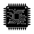A black and white illustration of a microchip Royalty Free Stock Photo