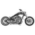 Powerful Custom Chopper Motorcycle Illustration, Black and White Design Royalty Free Stock Photo