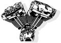 Black and White Motorcycle Engine Royalty Free Stock Photo