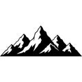 Black and white illustration of a mountain range with sharp peaks and snowcovered slopes Royalty Free Stock Photo