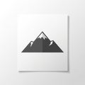 White illustration of a mountain with three peaks on a rectangular Royalty Free Stock Photo