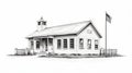 Restored Northwest School House: A Photorealistic Rendering Of Architectural Illustrator\'s Prairiecore