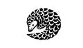 Black and white illustration of a pangolin, marked by its distinc Royalty Free Stock Photo