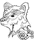 Black and white illustration of a psychodelic beautiful bear. The idea for a tattoo