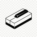 Black and white illustration of a rectangular eraser with handle on transparent background Royalty Free Stock Photo