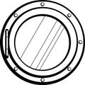 Ship porthole or scuttle black and white illustration