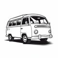 Clean And Sharp Vw Camper Van Illustration In Black And White