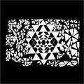 Black white illustration of Shri Yantra. Triangles and concentration background. Tattoo idea. Chalk on a blackboard.