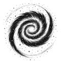 Spiral Galaxy Engraving, Cosmic Stipple Illustration, Black and White Vintage Space Etching Isolated Royalty Free Stock Photo