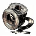 Black and White Illustration of Stacked Tape Rolls Royalty Free Stock Photo