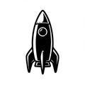 Black and white illustration of a stylized rocket with a classic design. The rocket Royalty Free Stock Photo
