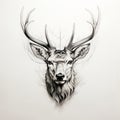 Realistic Black And White Deer Portrait Tattoo Drawing