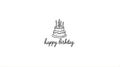 Black-and-white illustration of two-tier cake with candles and cursive \'happy birhday\' text containing typo Royalty Free Stock Photo