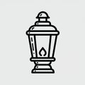 Black and white illustration of a vintage lantern. It features a domed top and a flame Royalty Free Stock Photo