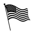 Black and white illustration of a waving American flag Royalty Free Stock Photo