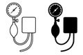 Sphygmomanometer Illustrations, Black and White, Outline and Silhouette Versions Royalty Free Stock Photo