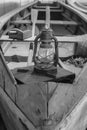 Antique lantern on a Chesapeake Bay crabbing skiff.