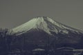 Black and White image of Beautiful landscape view of Fuji mountain or Mt.Fuji covered with white snow in winter seasonal.