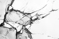 A black and white image of a broken window with glass shards scattered around Royalty Free Stock Photo