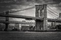 Black and white image of the Brooklyn Bridge in New York Royalty Free Stock Photo