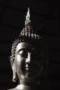 Black and white image Buddha statue