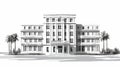 Modern Style Hotel Drawing In Soviet Realism With Classic Elegance