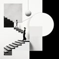 Minimal Collage Design: Imaginative Shapes On Stairs