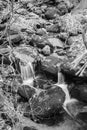 Black and White Image of a Cascading Stream Royalty Free Stock Photo