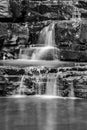 Black and White Image of a Cascading Waterfall Royalty Free Stock Photo