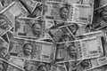 Cash Pile of Indian Currency. Monochrome Royalty Free Stock Photo