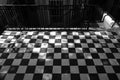 Black and white image of checkered pattern floor Royalty Free Stock Photo