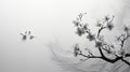 A black and white image of a cherry blossom branch on a white background. Spring sale Royalty Free Stock Photo