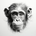 Realistic Chimpanzee Portrait Tattoo Drawing With High Contrast Royalty Free Stock Photo