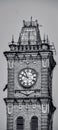 Black and White image of Clock Tower Royalty Free Stock Photo