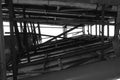 Industrial construction site scaffolding metal beams. Royalty Free Stock Photo