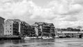 Black and White Image Development Of Luxury Riverside Apartments Or Flats On The River Thames