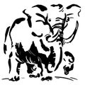 Black and white image of the elephant Royalty Free Stock Photo