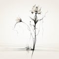Graceful Balance: A Minimalistic Depiction Of A Black And White Flower Royalty Free Stock Photo