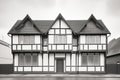 black and white image of a historic tudor building Royalty Free Stock Photo
