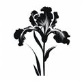 Elegant Iris Silhouette Vector In Black And White