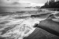 Black and white image of Kings Beach Royalty Free Stock Photo