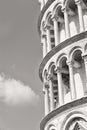 Black and white image of the leaning tower of Pisa Royalty Free Stock Photo